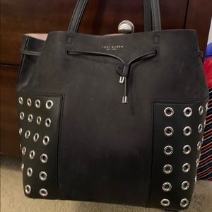 Tory Burch Block-T Grommet Drawstring Tote